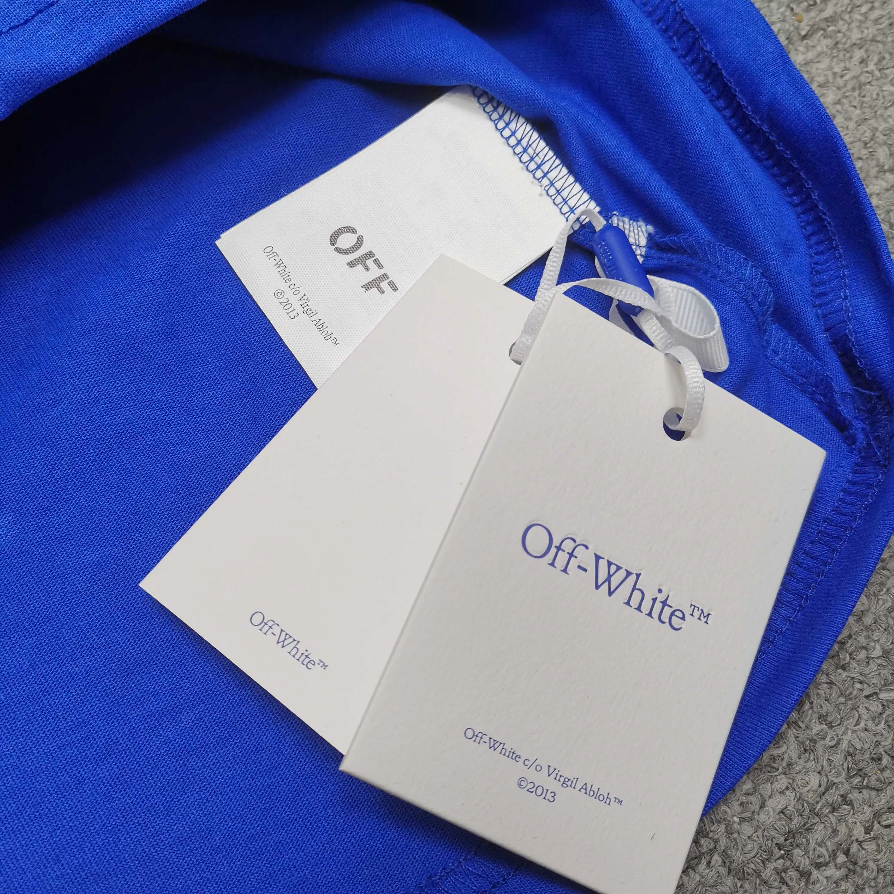 Off white top version, new loose short-sleeved T-shirt Color: Black White Blue Gray Size: S M L XL P240